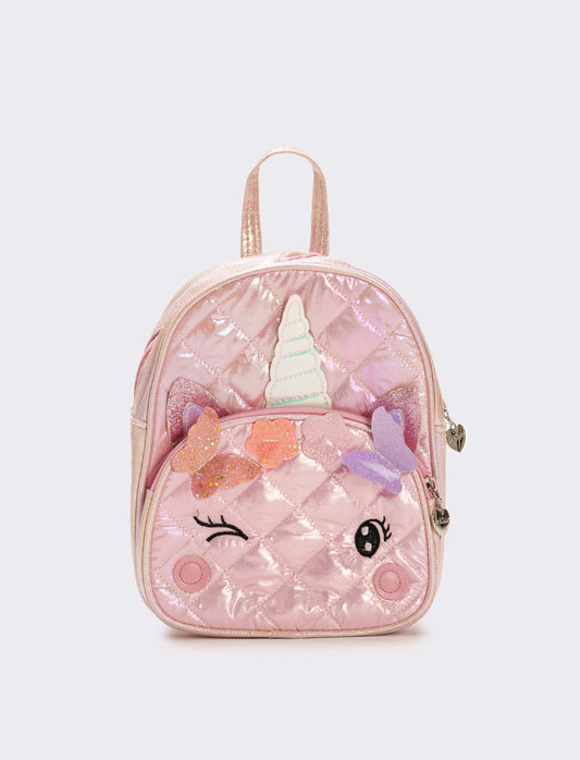 Zaino trapuntato con unicorno - Rosa