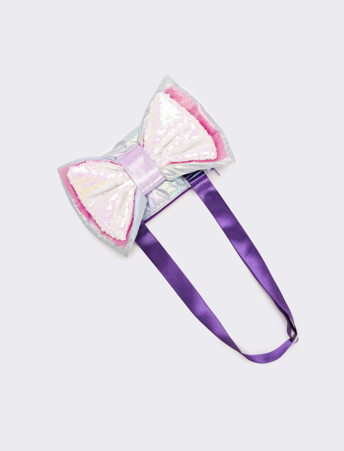 Borsa tracolla con fiocco in tulle e paillettes - Lilla