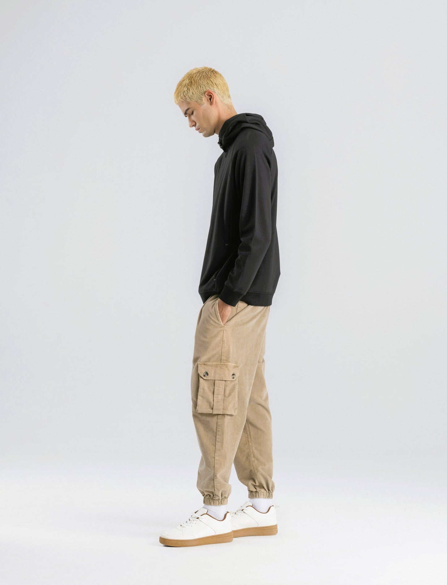 PANTALONI IN VELLUTO CARGO FIT - Beige