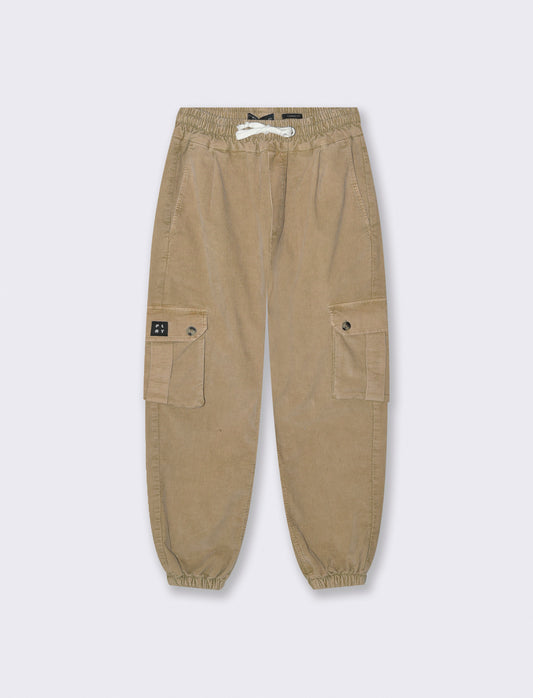 PANTALONI IN VELLUTO CARGO FIT - Beige