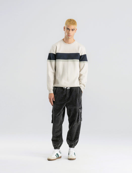 PANTALONI IN VELLUTO CARGO FIT - Nero