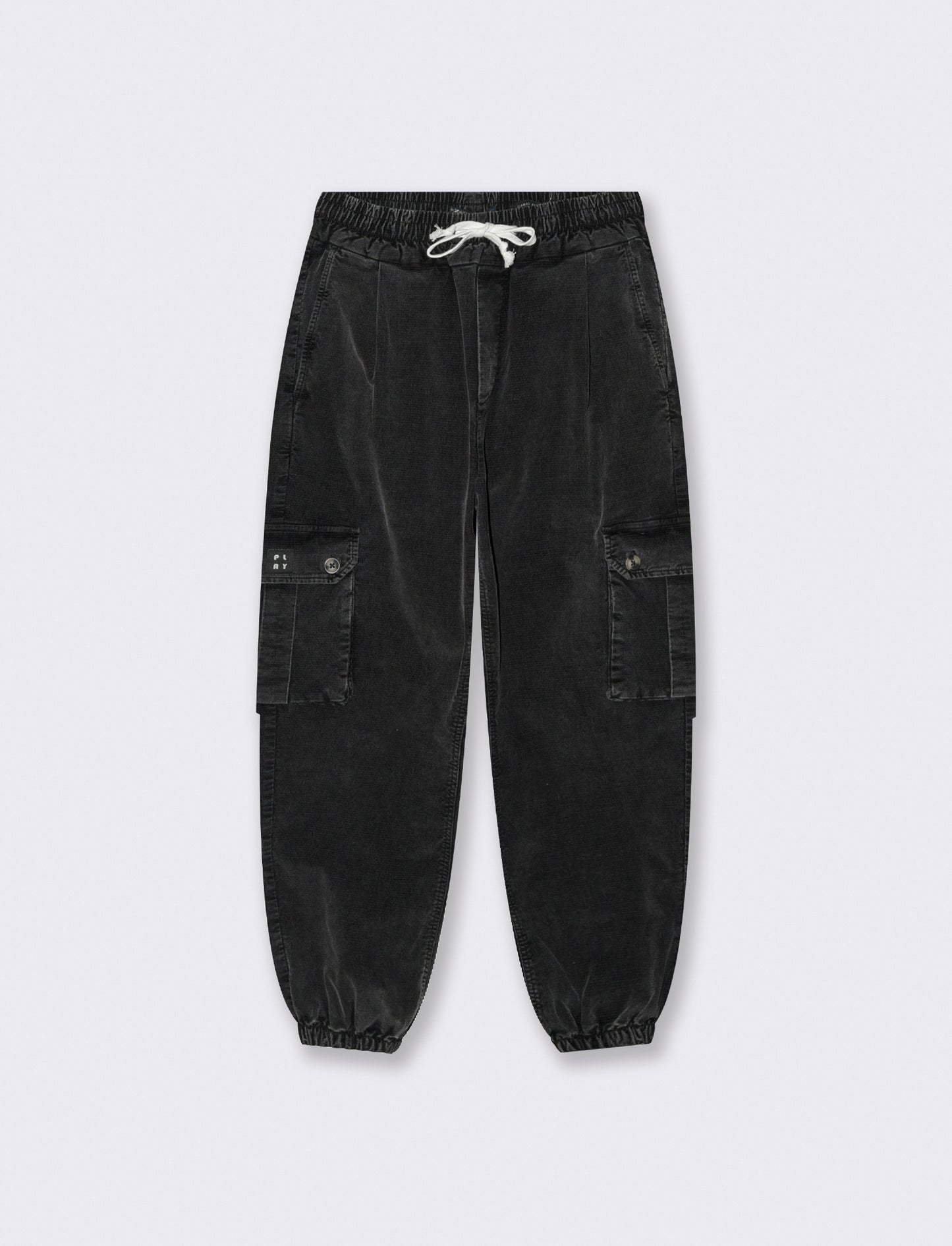 PANTALONI IN VELLUTO CARGO FIT - Nero