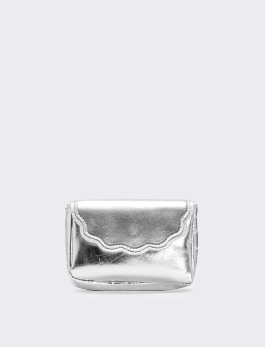 Borsa bambina a tracolla laminata - Argento