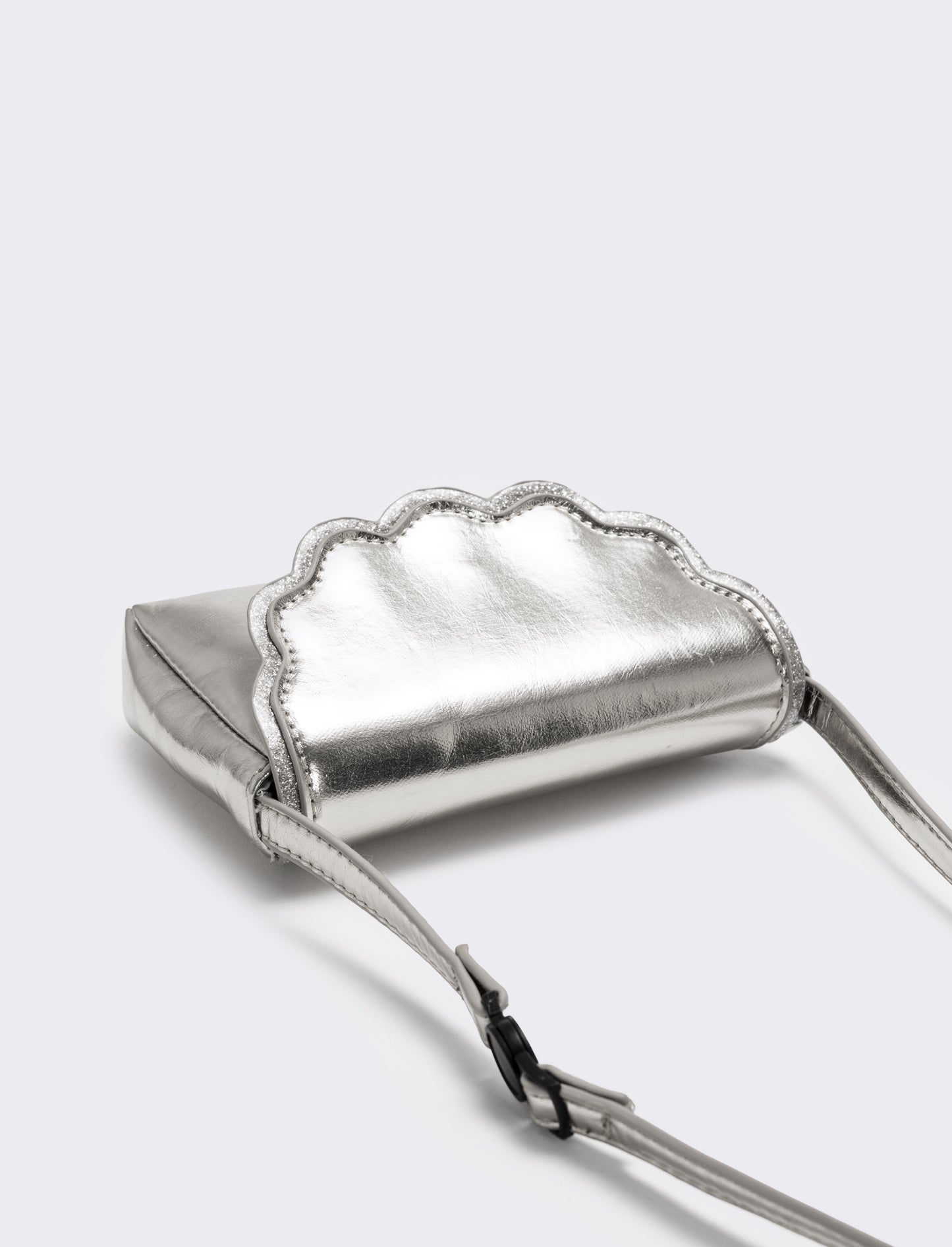 Borsa bambina a tracolla laminata - Argento