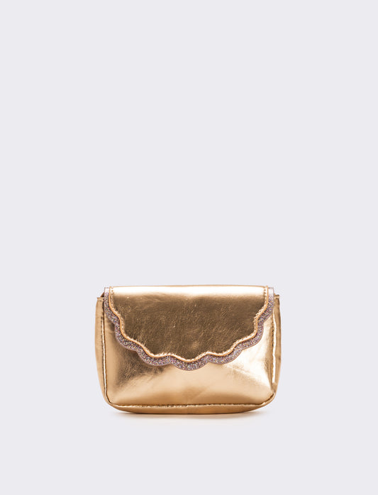 Borsa bambina a tracolla laminata - Oro rosa