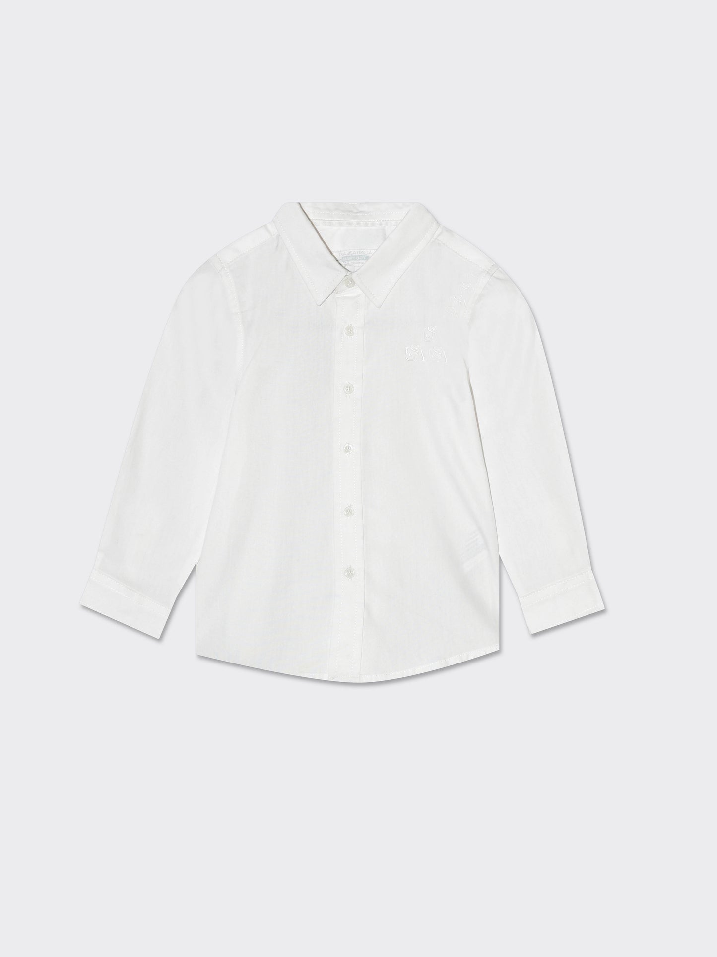 Long-sleeved shirt is crafted from 100% cotton, - White