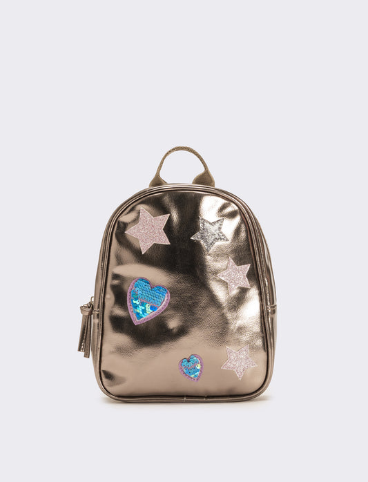 Zaino metallizzato con stelle e cuori - Rosa