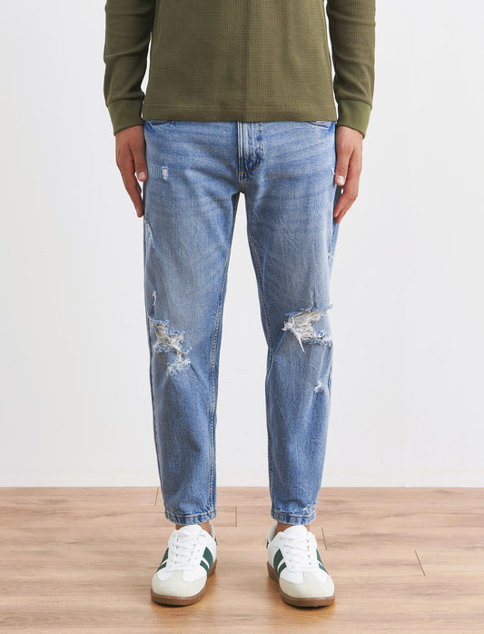JEANS STRAIGHT FIT CON STRAPPI - Denim