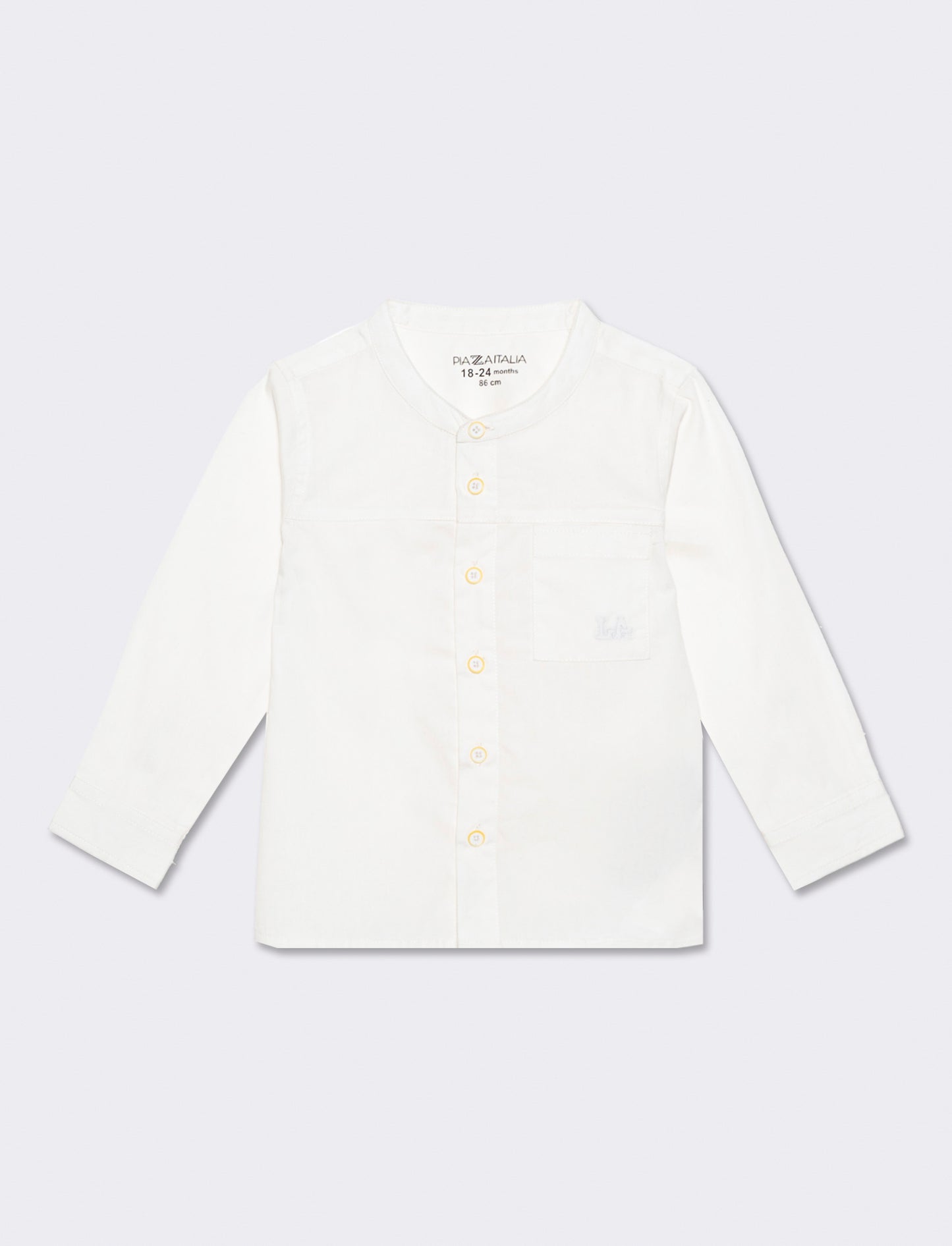 Korean Style Cotton Shirt with Pocket and Embroidery - White