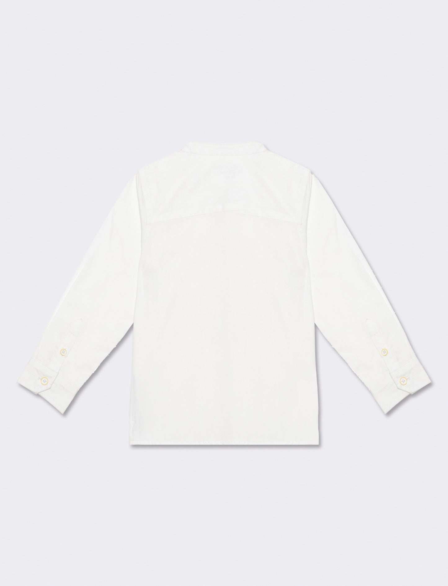 Korean Style Cotton Shirt with Pocket and Embroidery - White