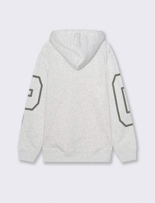 FELPA CON CAPPUCCIO E STAMPA - Grigio mel.