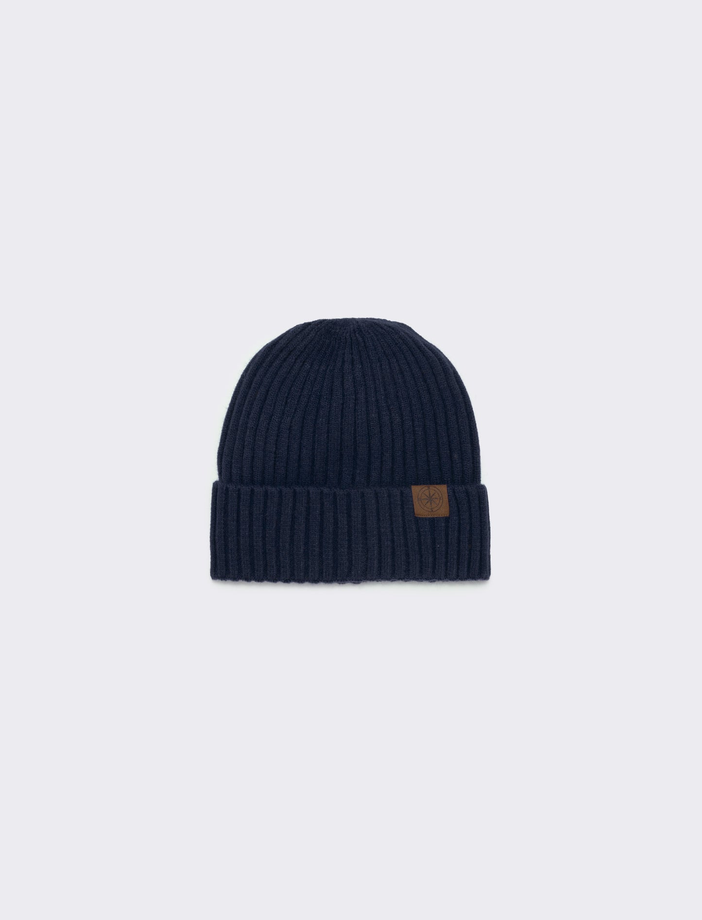 Cappello cuffia con risvolto a coste - Blu