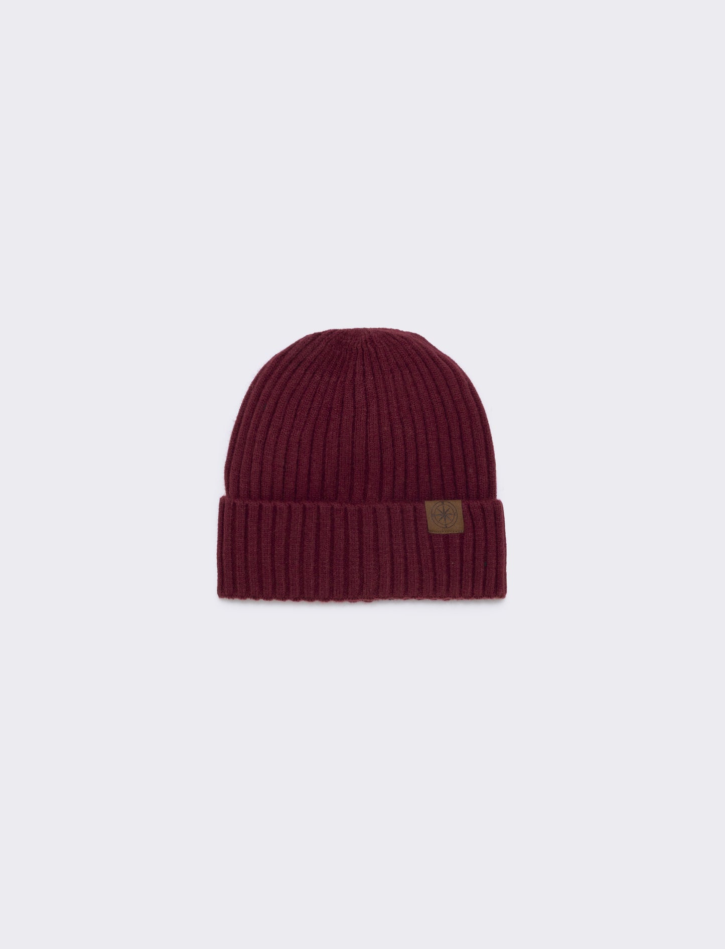 Cappello cuffia con risvolto a coste - Bordeaux