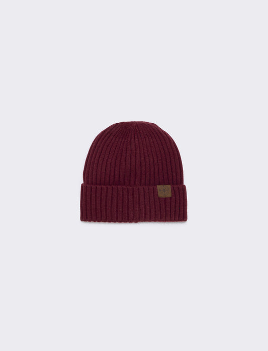 Cappello cuffia con risvolto a coste - Bordeaux