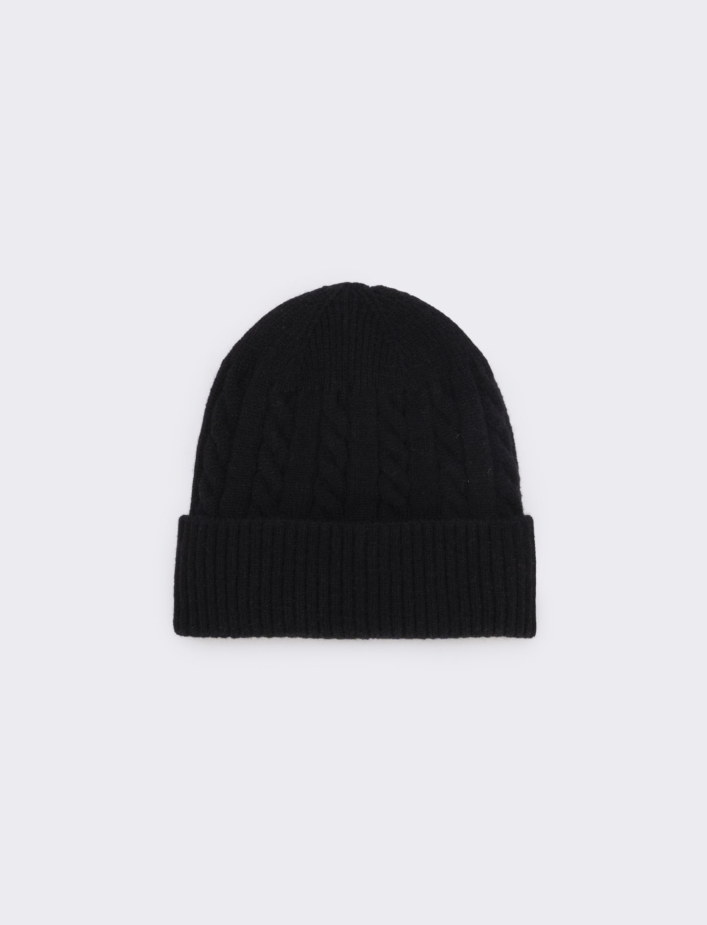 Cappello a coste con risvolto - Nero