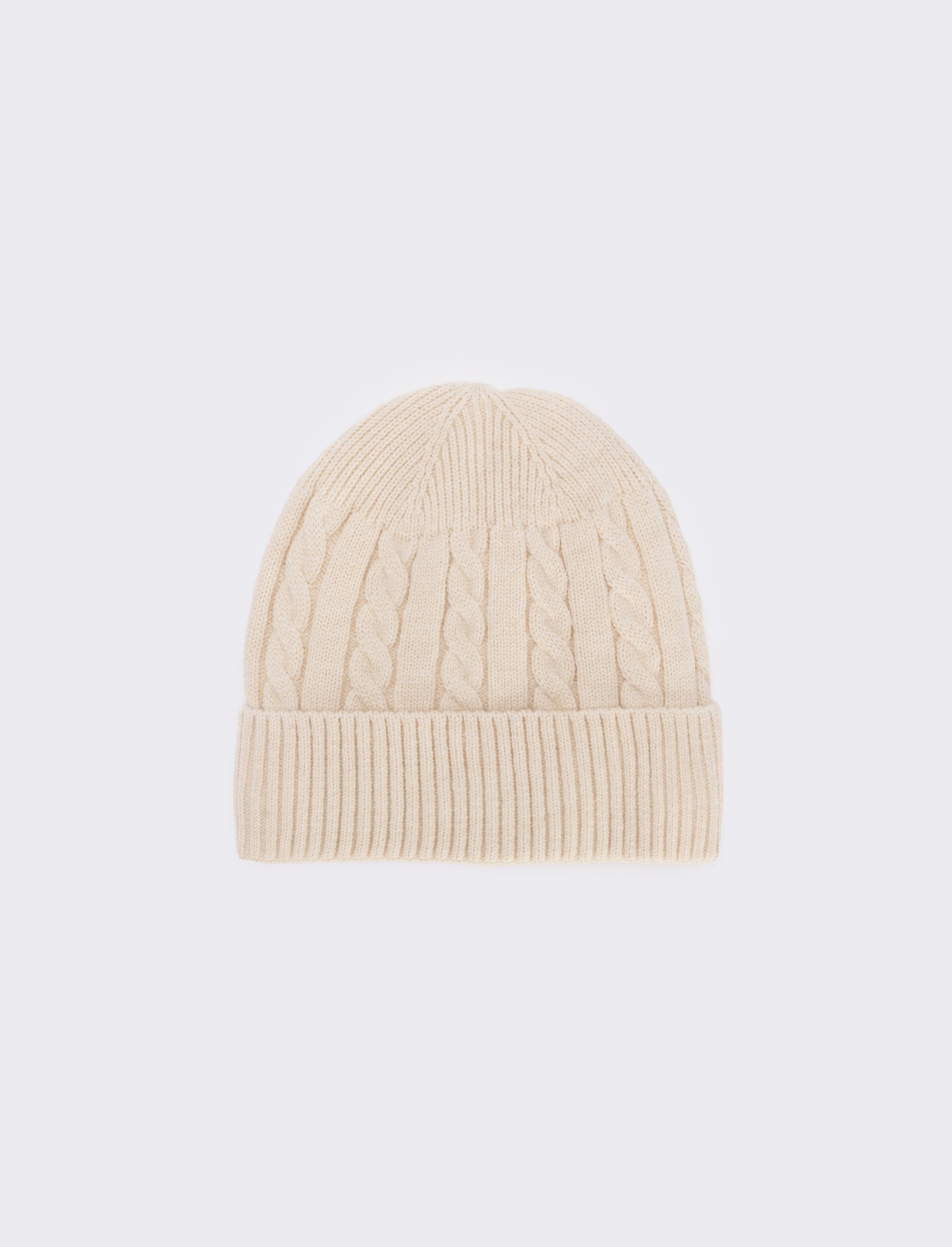 Cappello a coste con risvolto - Bianco sporco