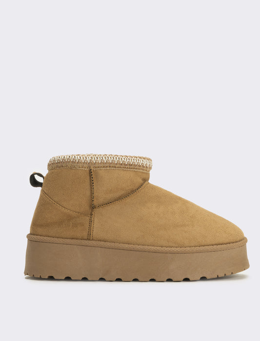Tronchetto da neve ricamato da donna - Beige