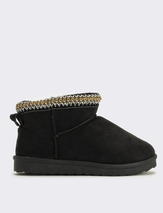Stivaletto da neve ricamato da bambina - Nero