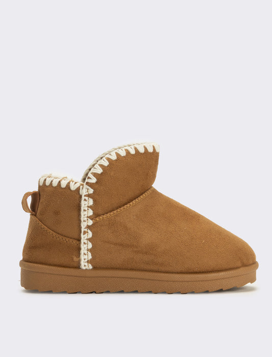 Stivaletto da neve con impunture da bambina - Cammello