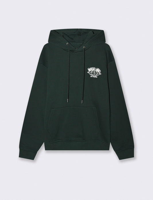 FELPA CON CAPPUCCIO E STAMPE - Verde scuro