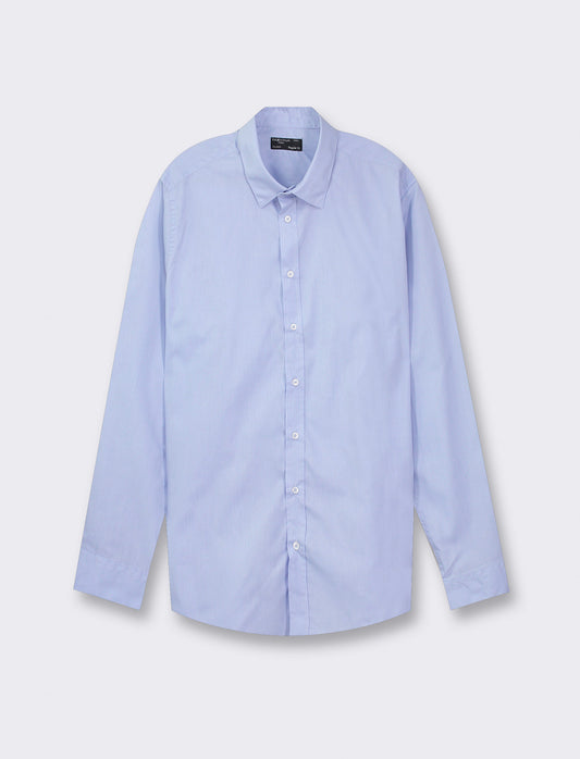 Regular Fit Cotton Blend Easy Iron Shirt - French Collar - Sky blue