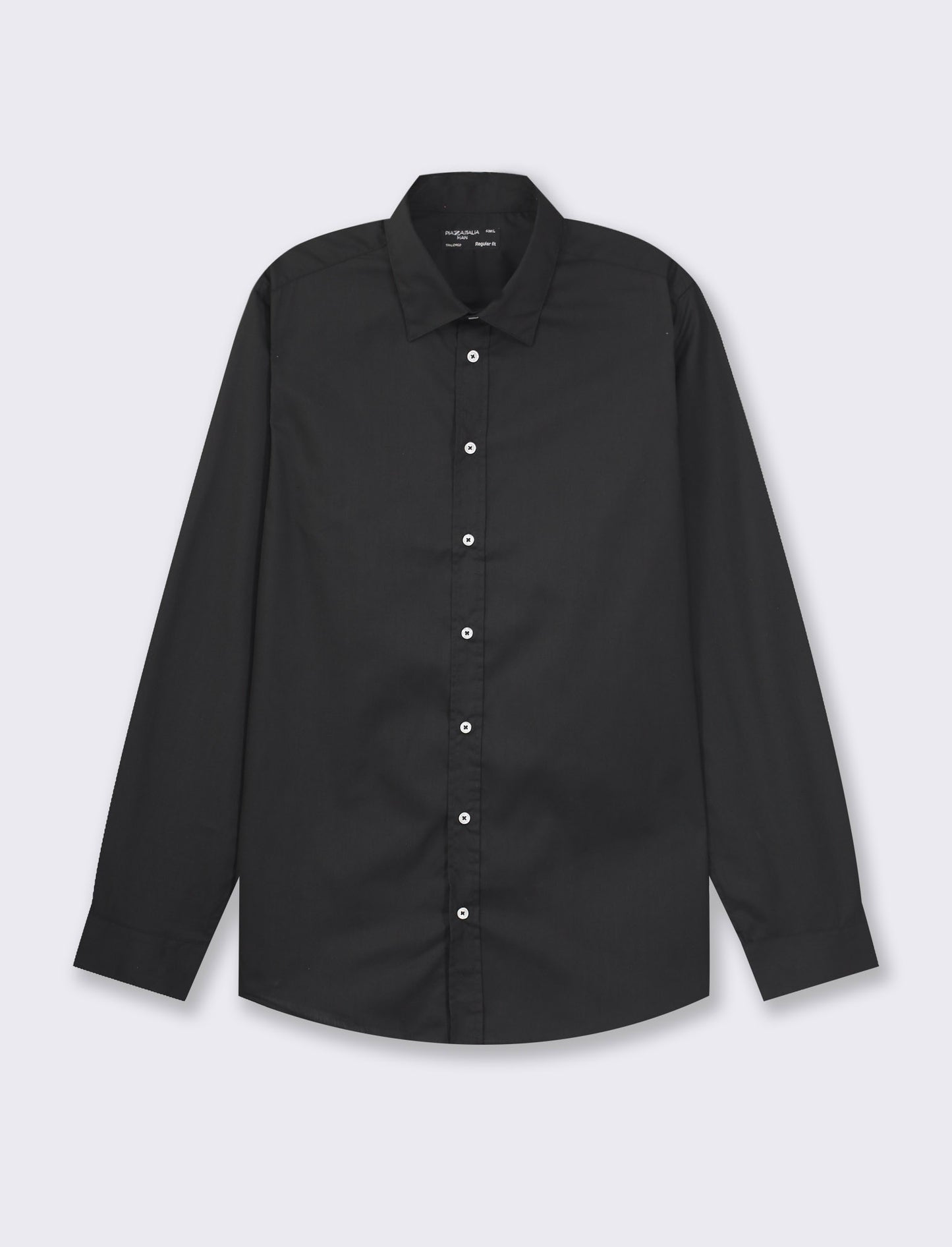 Regular Fit Cotton Blend Easy Iron Shirt - French Collar - Black