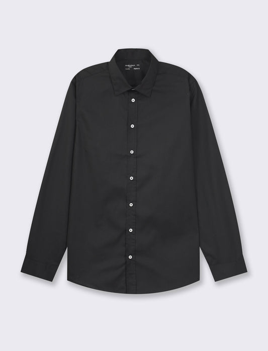 Camicia regular fit realizzata in tessuto di misto cotone easy iron - Nero