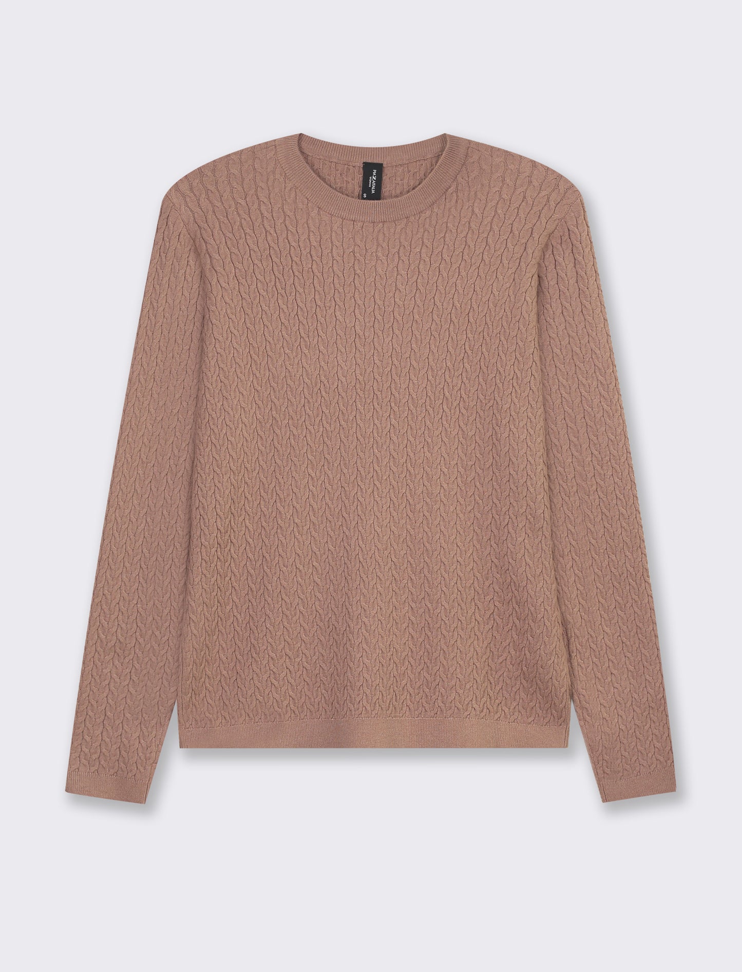 Maglia girocollo in morbido filato con motivo a treccia vestibilità slim - Grigio castoro