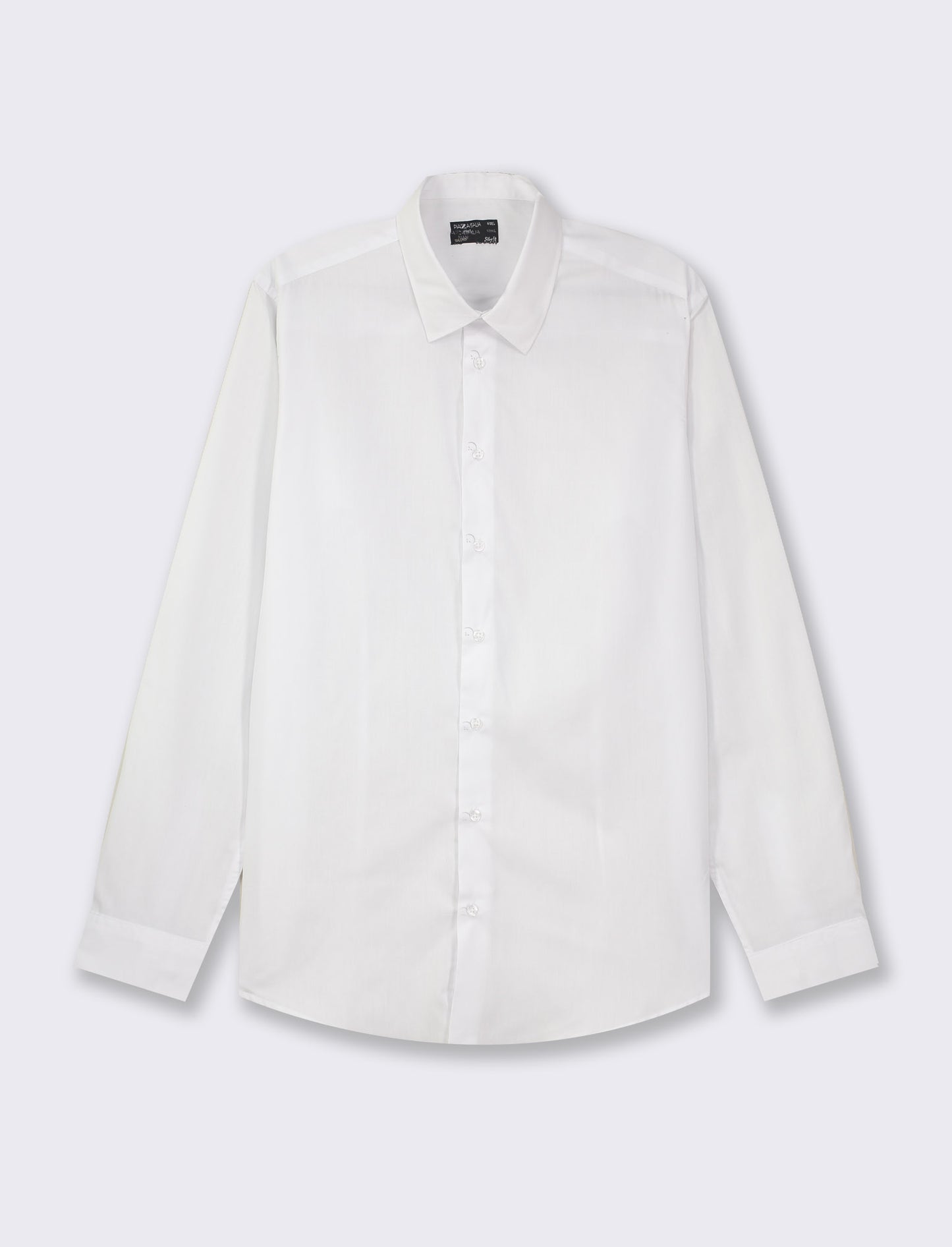 Slim Fit Cotton Blend Easy Iron Shirt with Italian Collar and Buttoned Cuffs - White