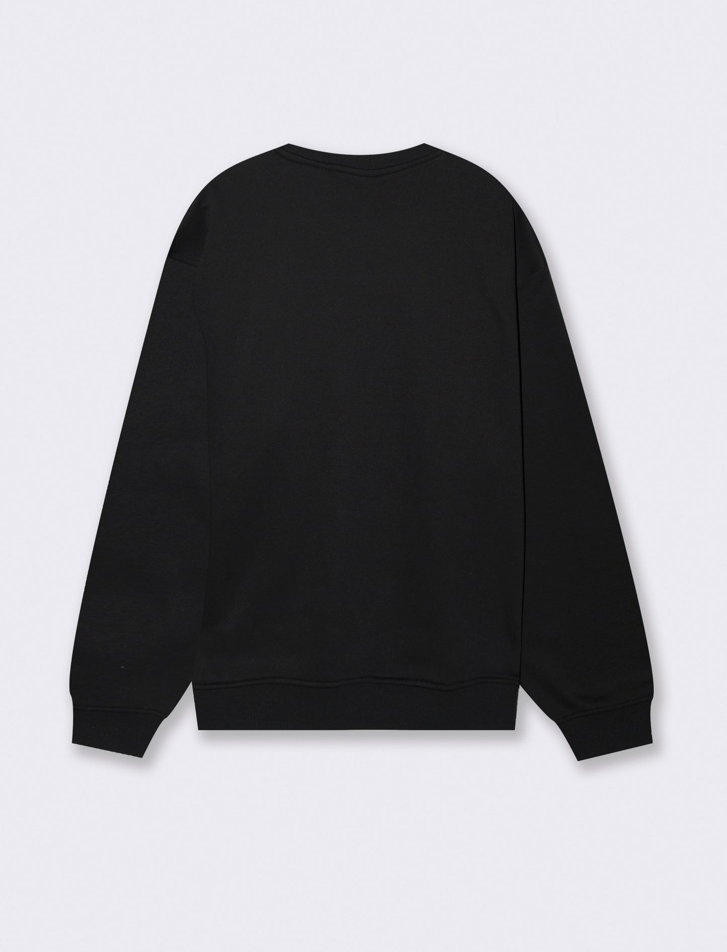 FELPA GIROCOLLO BOXY FIT CON RICAMO PUNTO SPUGNA - Nero