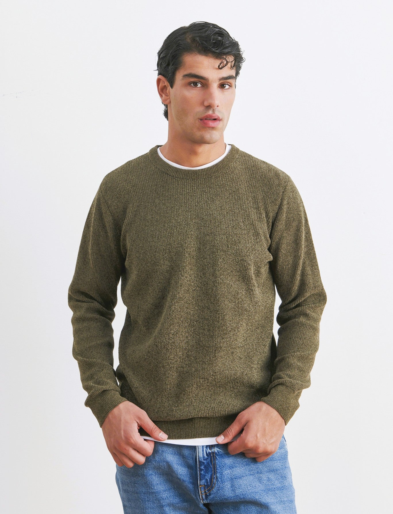 MAGLIA GIROCOLLO IN CINIGLIA - Verde oliva