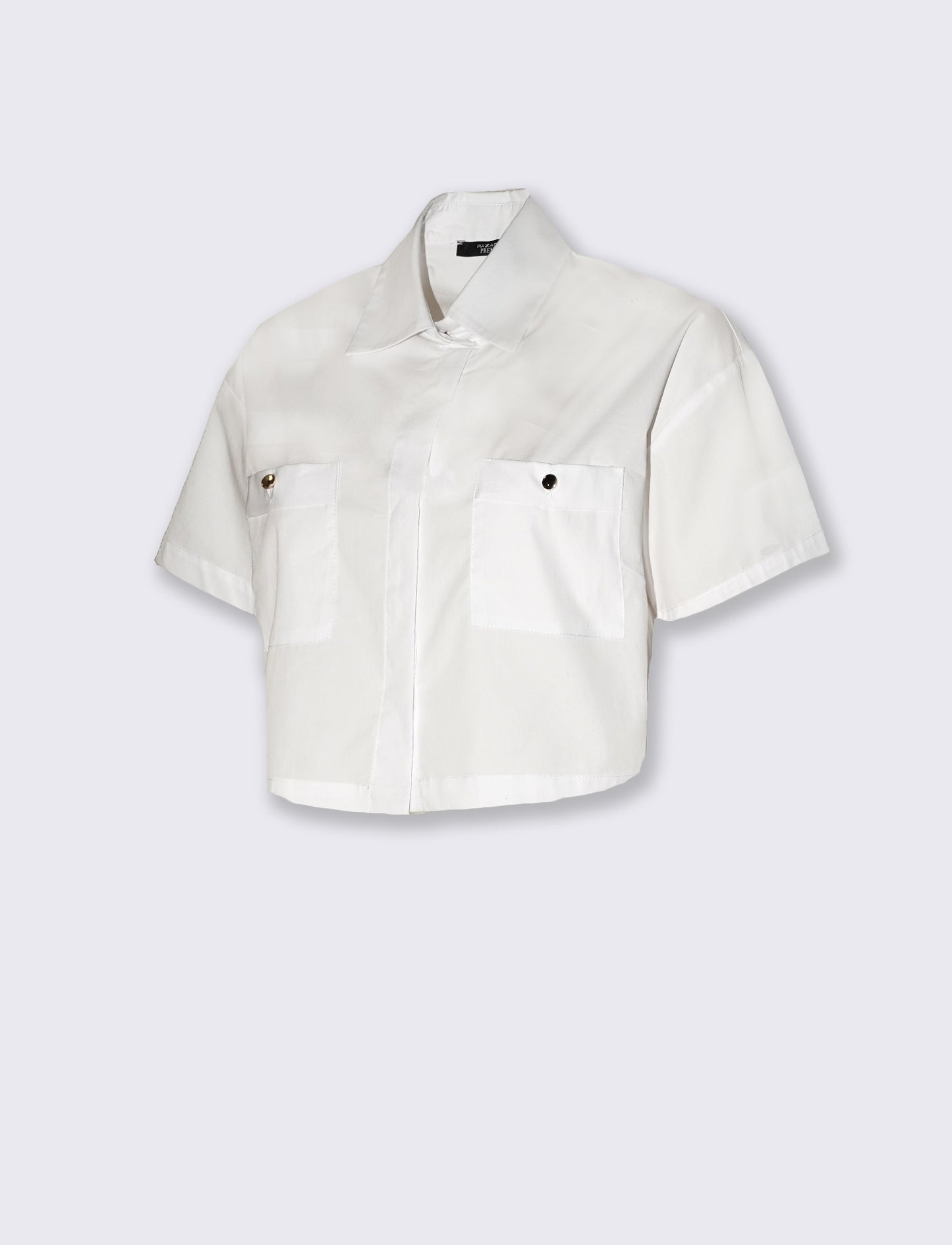 Camicia crop con tasche frontali - Bianco