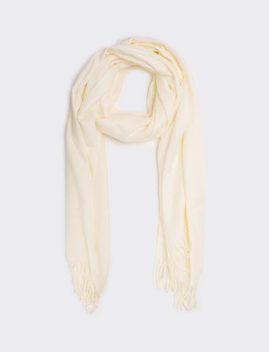 Sciarpa donna unito con frange - Bianco sporco