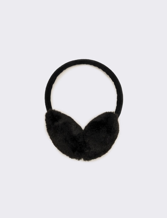 Copriorecchie bambina con perle - Nero