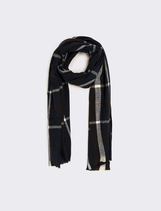 Sciarpa uomo quadri tessuto leggero - Blu