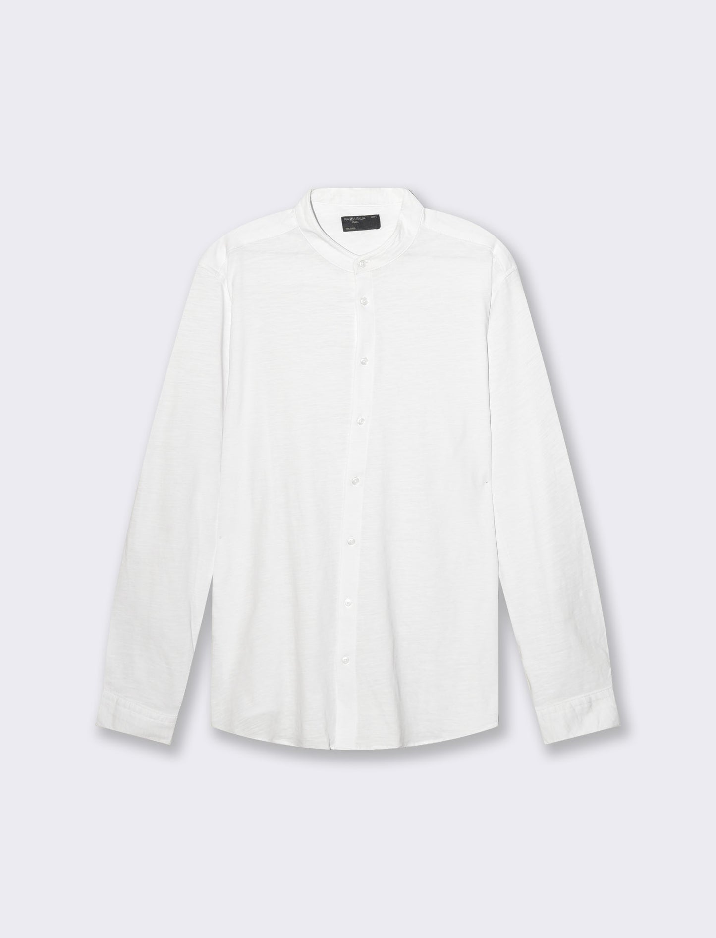 Slub Cotton Regular Fit Shirt with Korean Collar - White