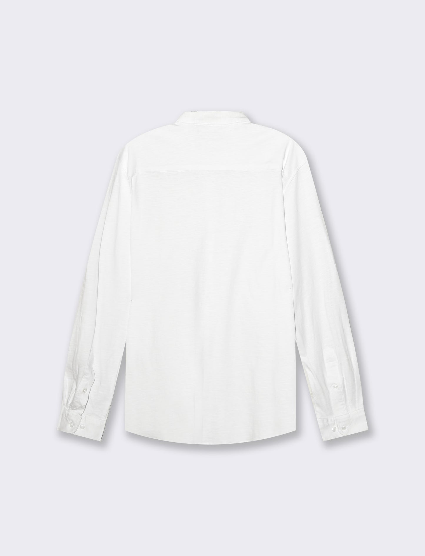 Slub Cotton Regular Fit Shirt with Korean Collar - White