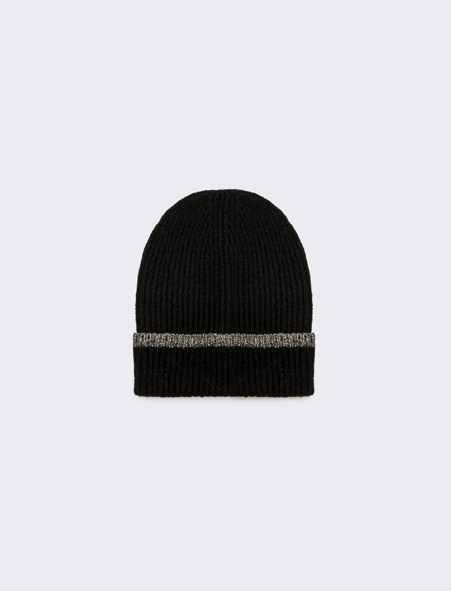 Cappello donna cuffia con riga lurex - Nero