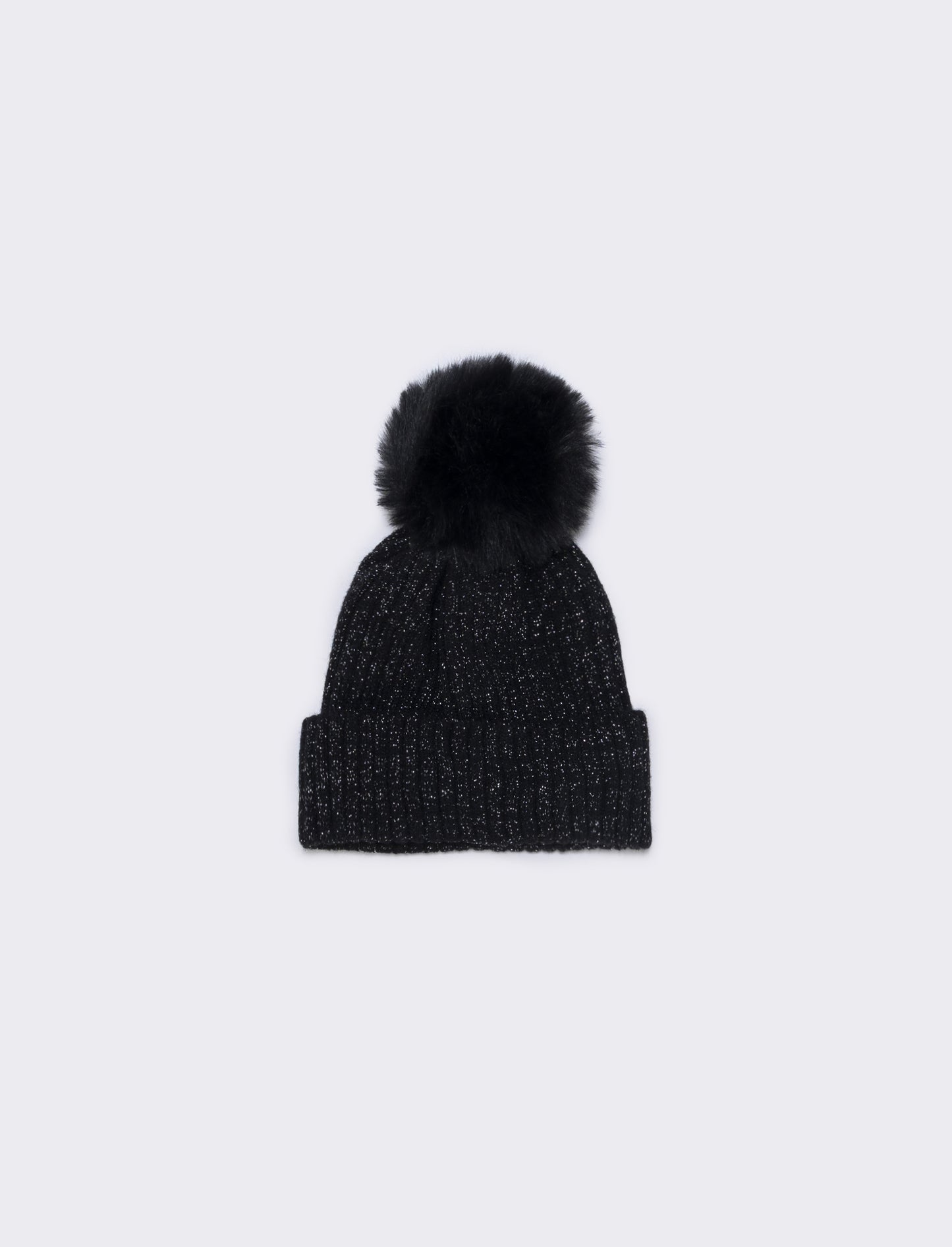 Cappello bambina con pon pon in ciniglia - Nero
