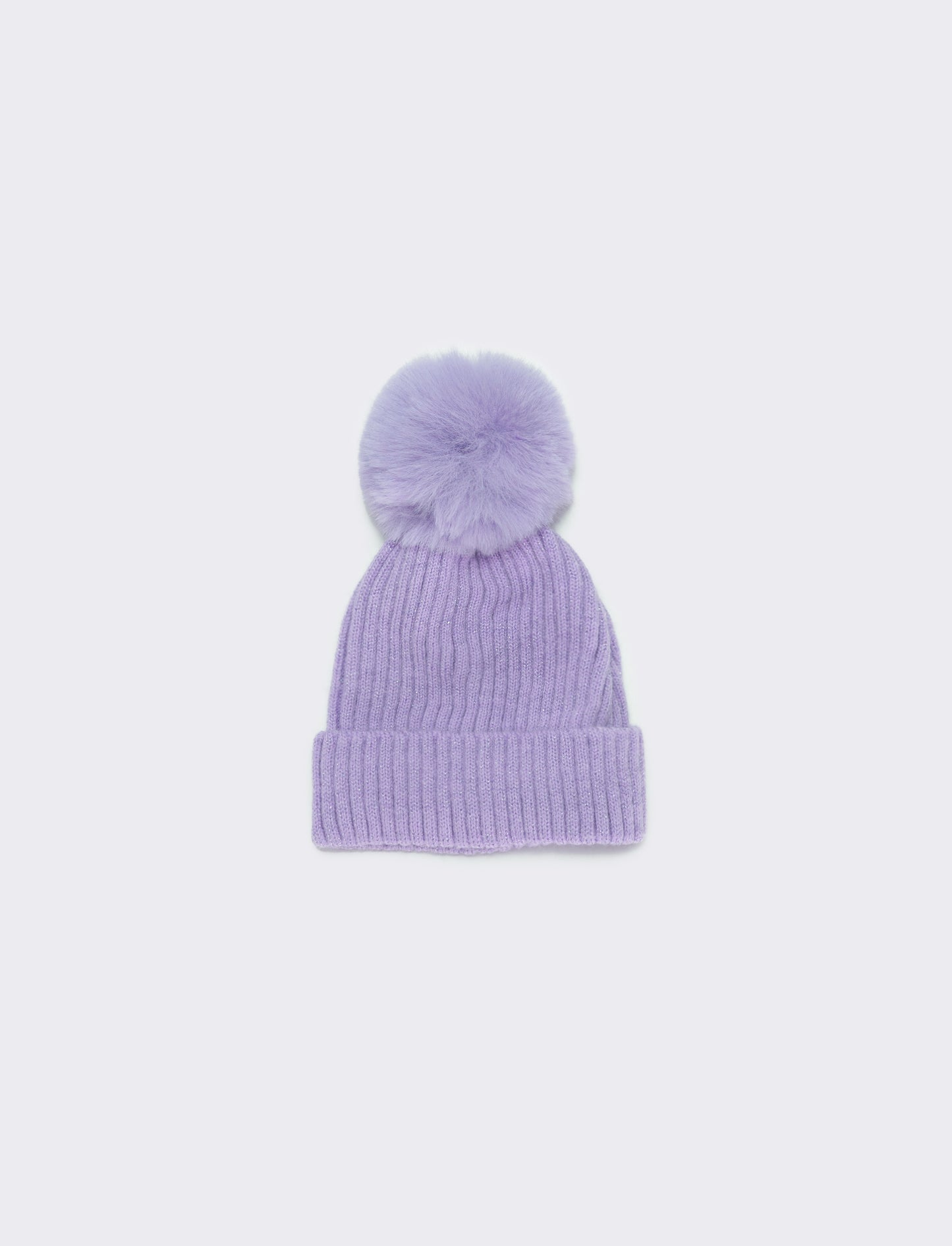 Cappello bambina con pon pon in ciniglia - Lilla