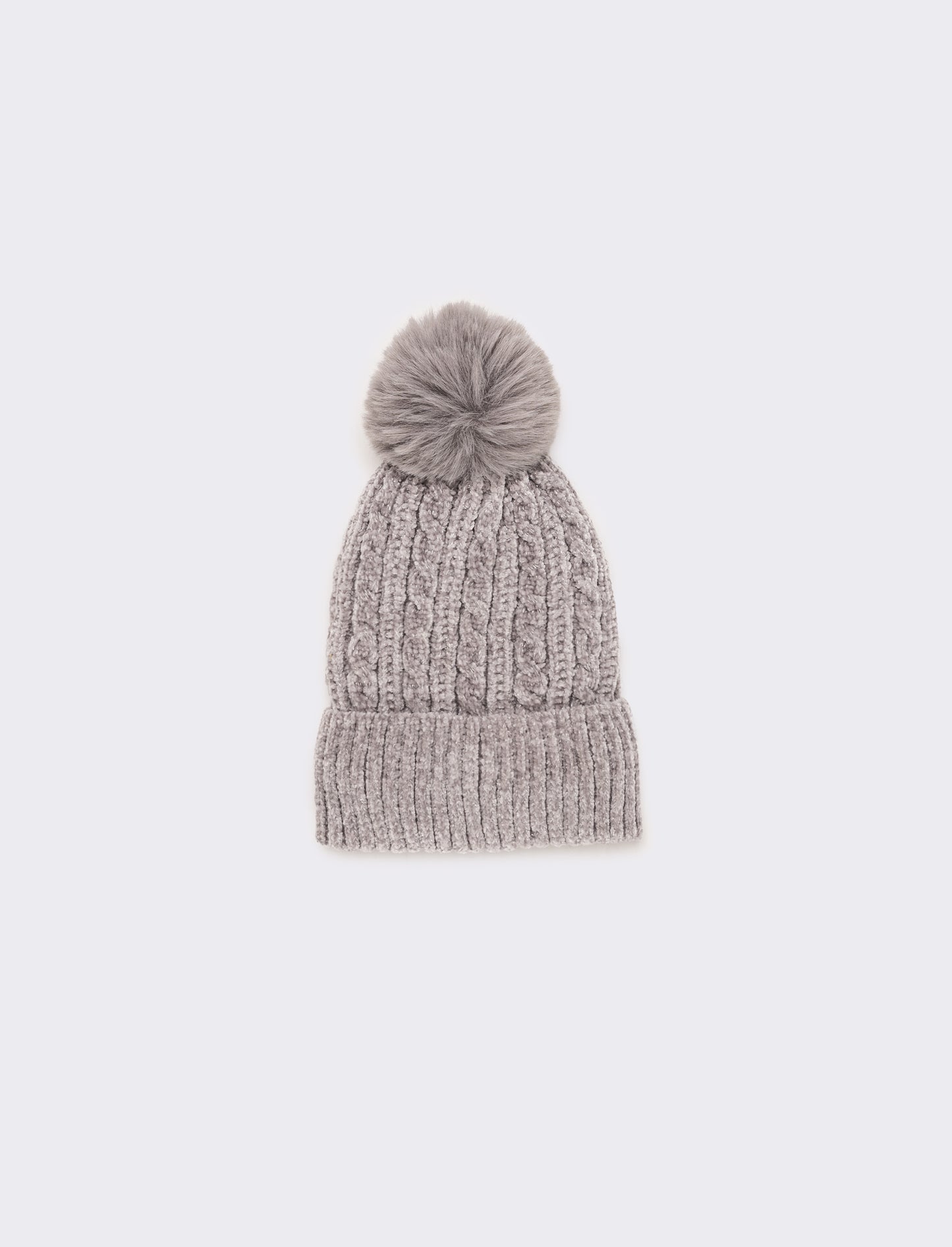 Cappello in lurex con pon pon - Grigio