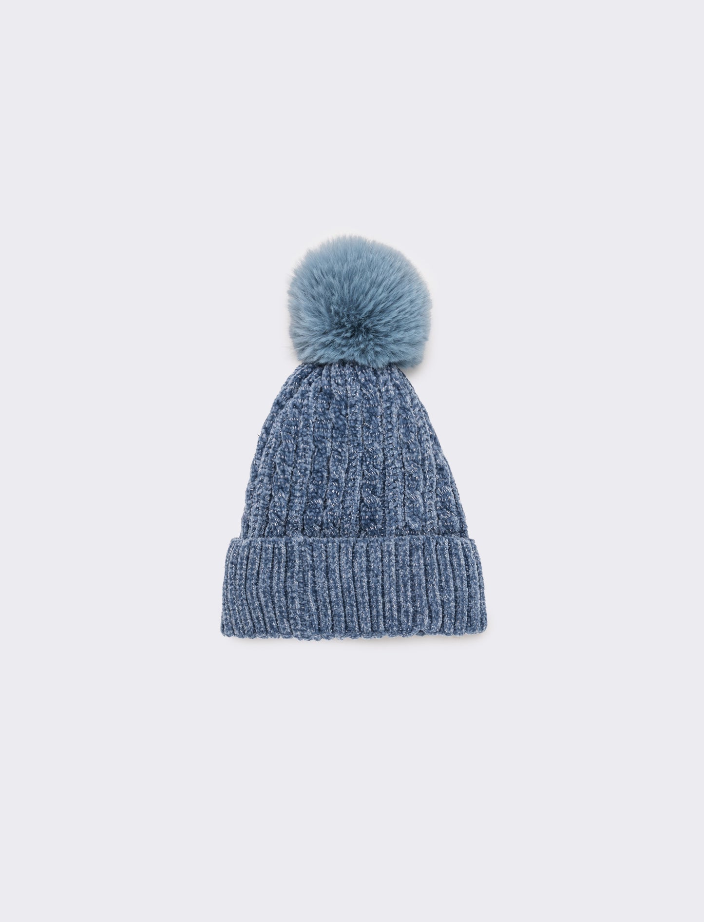 Cappello in lurex con pon pon - Denim