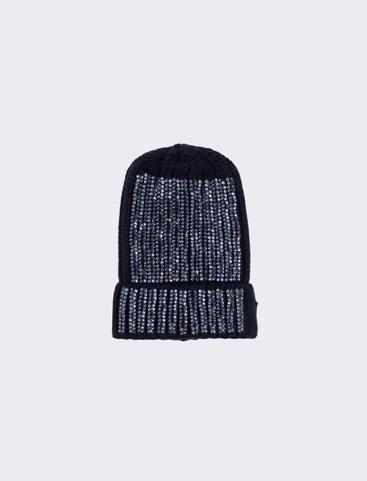 Cappello cuffia con borchiette - Blu