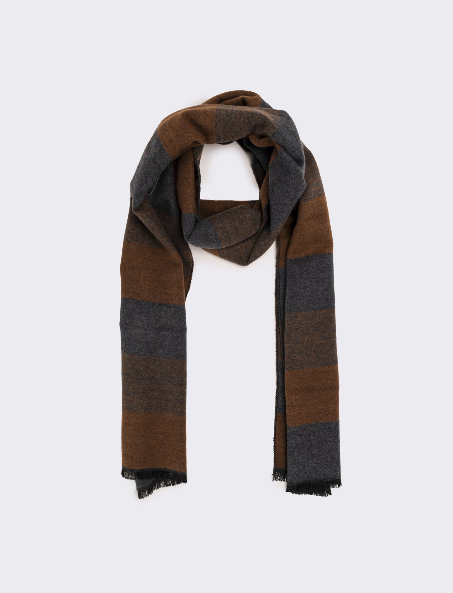 Sciarpa righe larghe uomo - Marrone