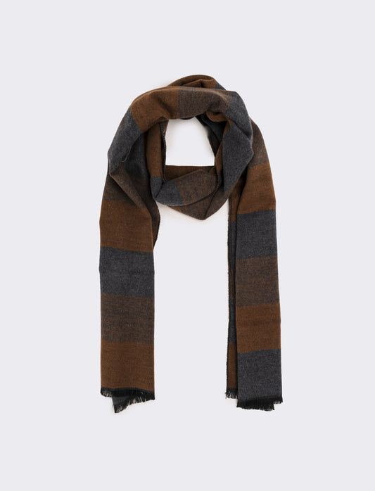 Sciarpa righe larghe uomo - Marrone
