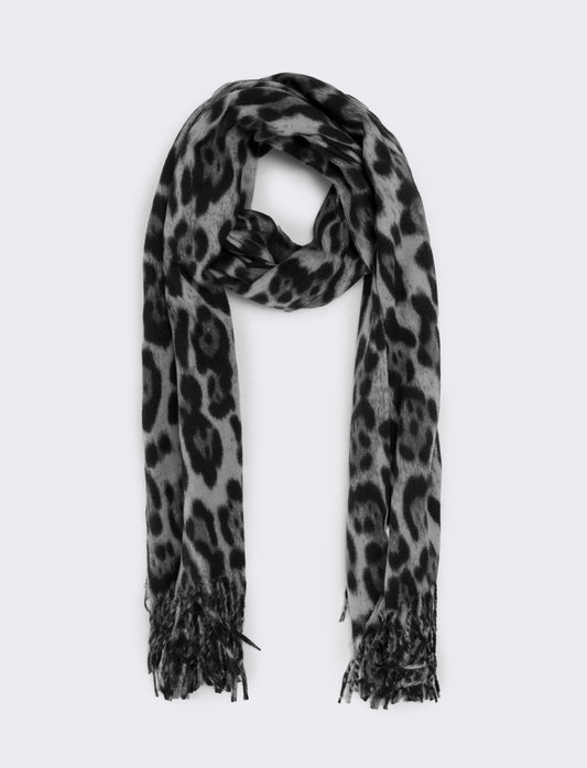 Sciarpa donna stampa animalier - Nero