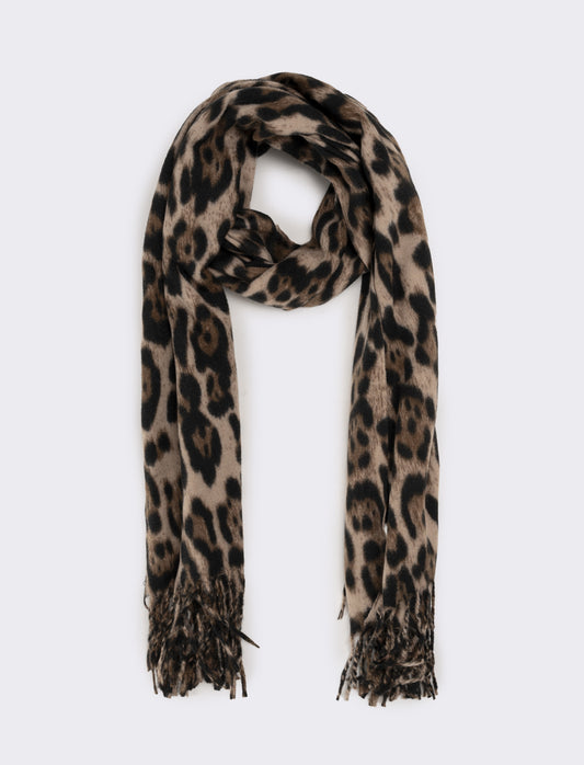 Sciarpa donna stampa animalier - Marrone