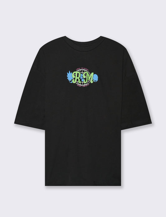 T-SHIRT STAMPA RICK AND MORTY - Nero