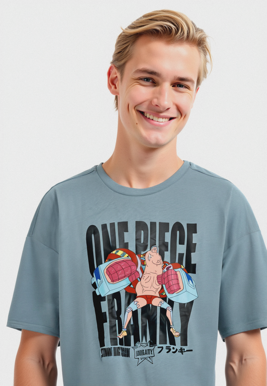 T-SHIRT STAMPA ONE PIECE - Celeste