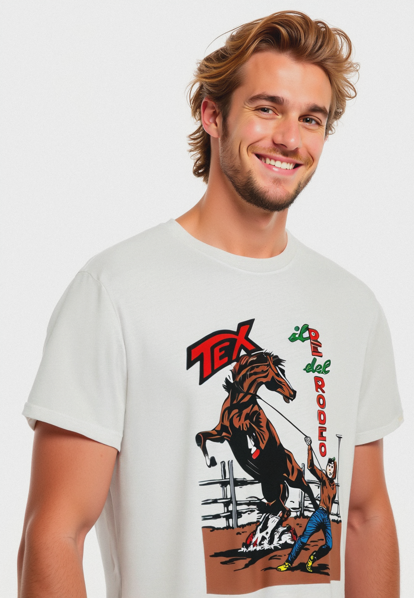 T-SHIRT STAMPA TEX WILLER - Bianco sporco